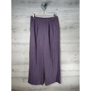 Madewell Pants Womens 6 Purple Wide Leg Pleated Zip Fly Lyocell Linen Blend